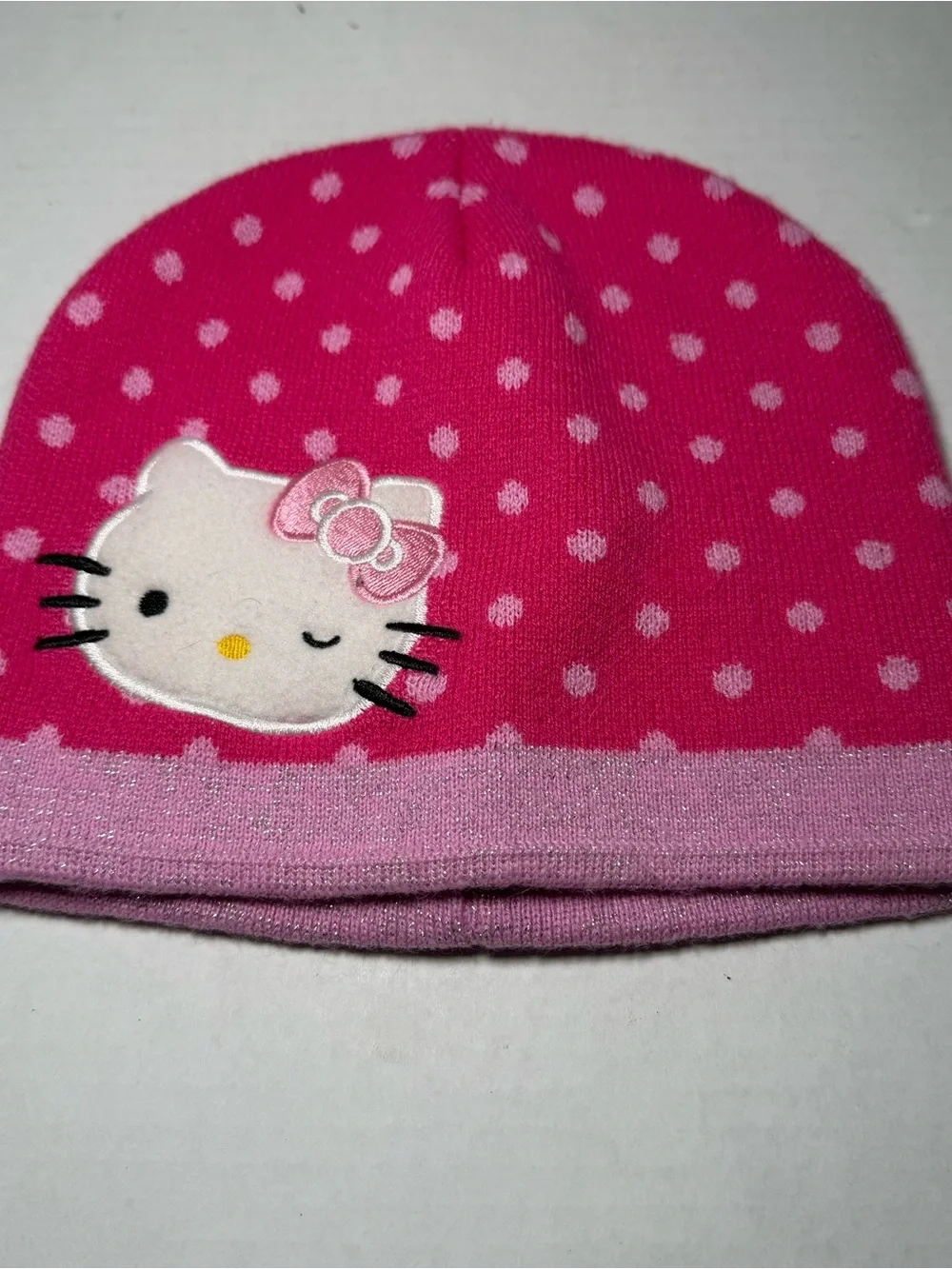 Sanrio Hello Kitty Polka Dot Youth Girls Kids Beanie Winter Hat Toboggan